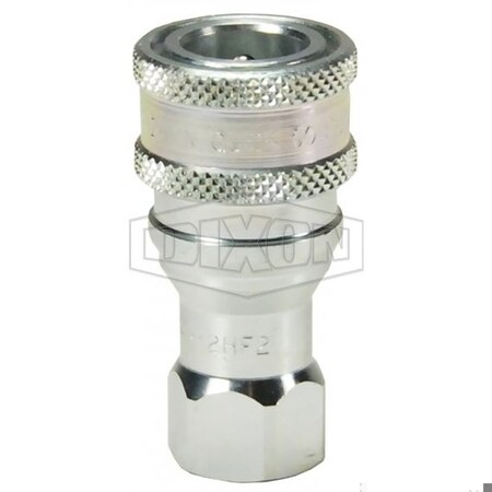 Dixon DQC H Industrial Interchange Poppet Valve Female Coupler, 1/4-19 Nominal, Female BSPP, Steel 2HBF2